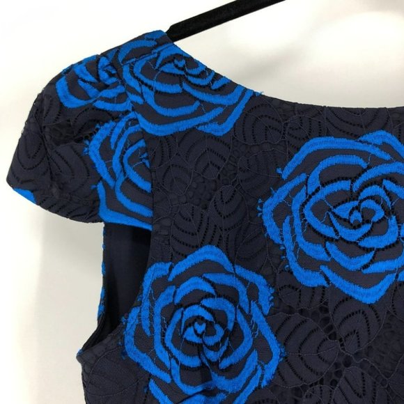 Alice + Olivia NWT Black Blue Nelly rose print mini dress open back size 0 - Picture 9 of 16